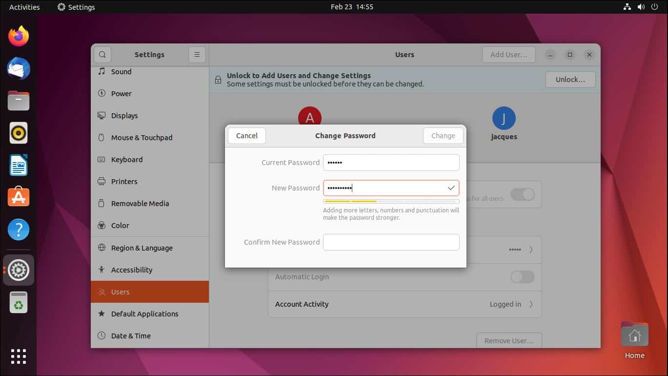 change password on ubuntu