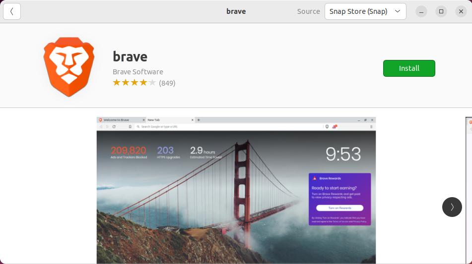 install brave snap store