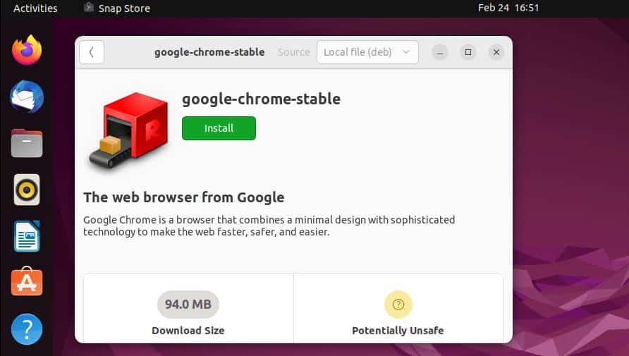 install google chrome stable