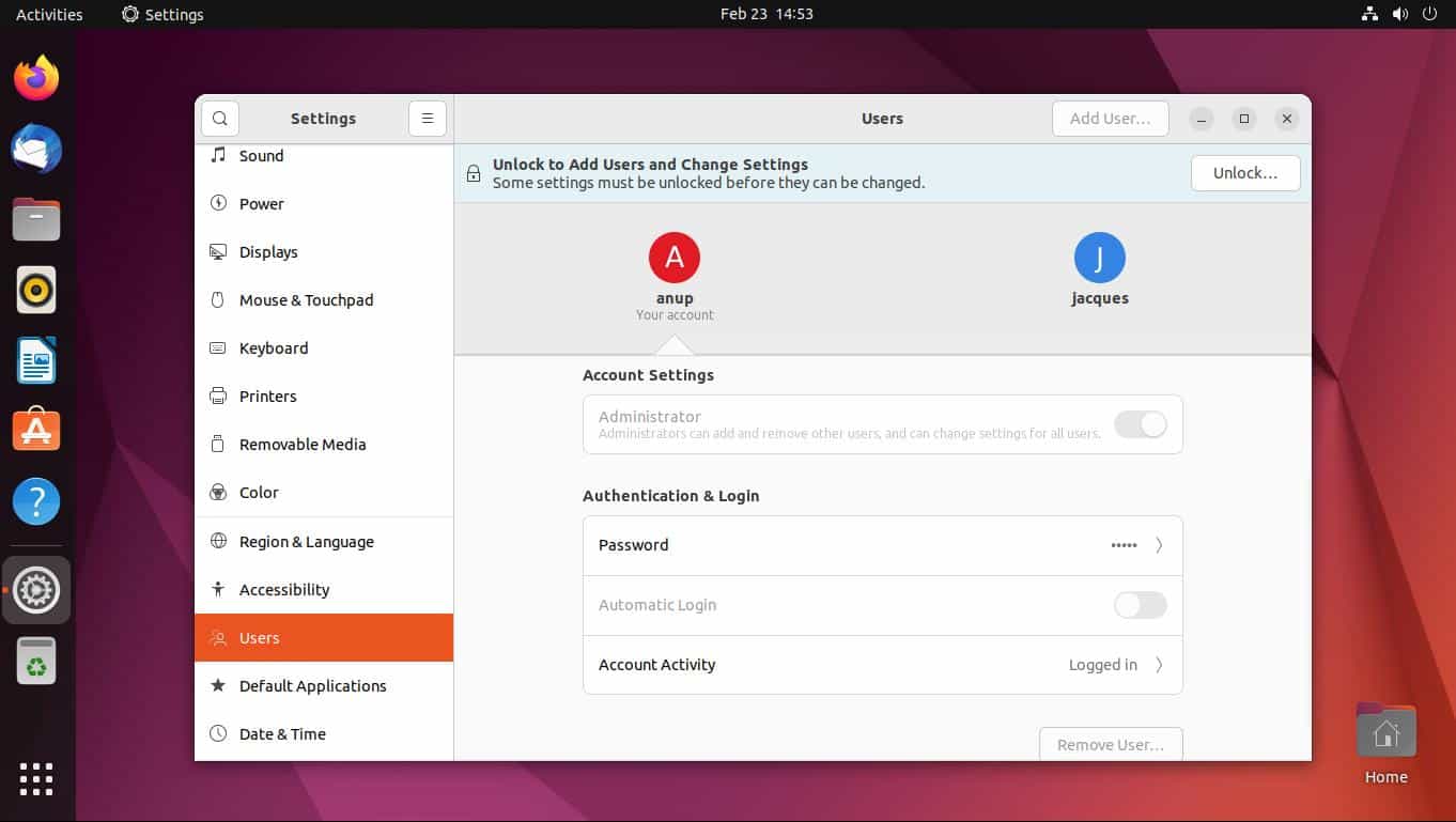 ubuntu authentication login password