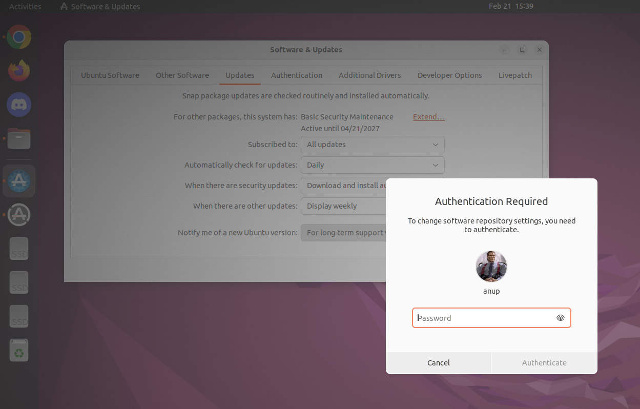 ubuntu-authentication-required
