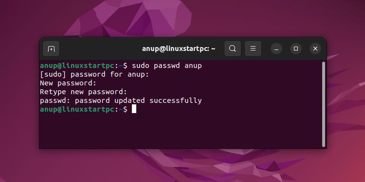 ubuntu change password