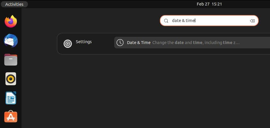 ubuntu date and time settings