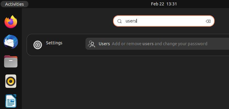 ubuntu user settings