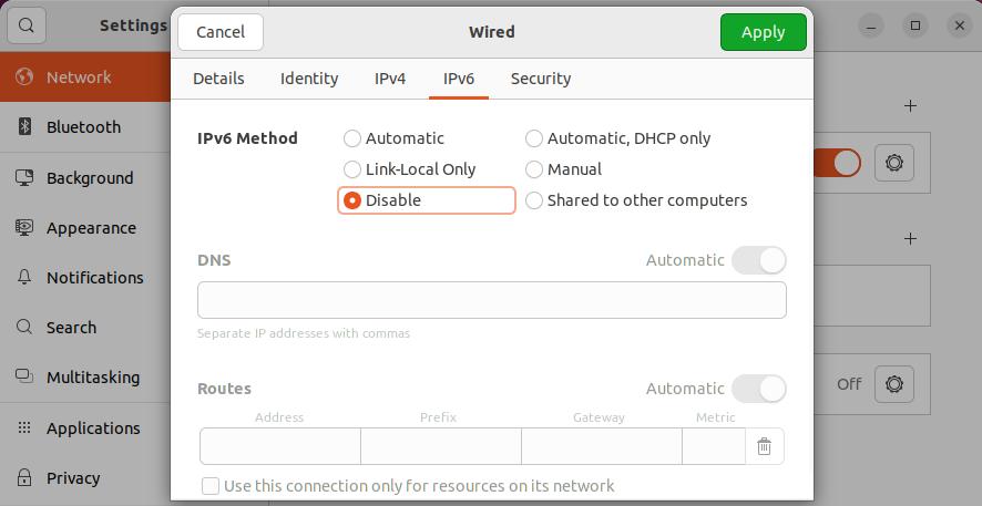 disable ipv6 on ubuntu