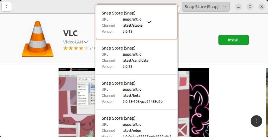 install vlc snap store