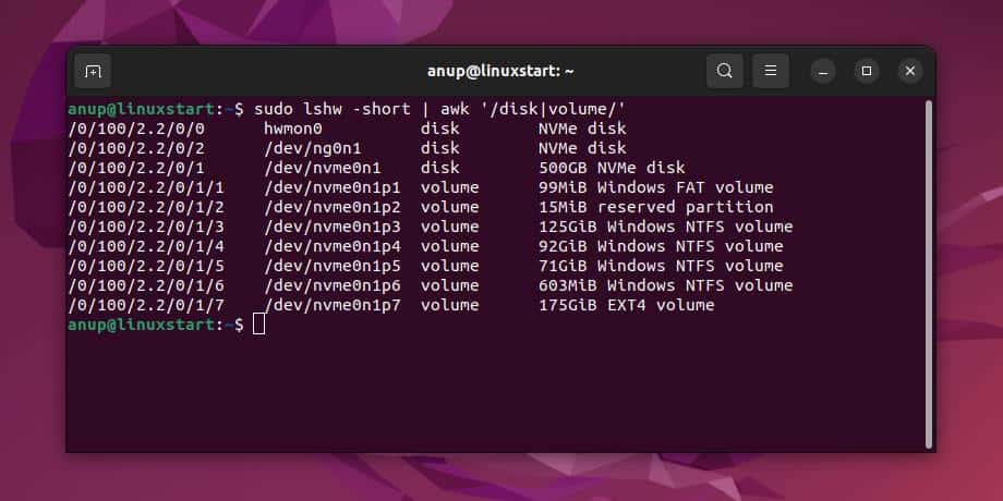 ubuntu list filesystems