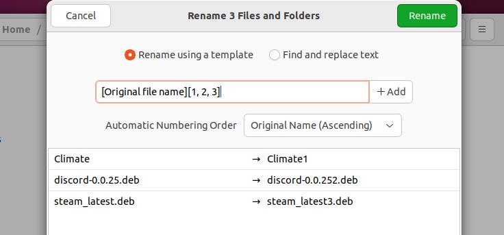 rename file automatic numbering