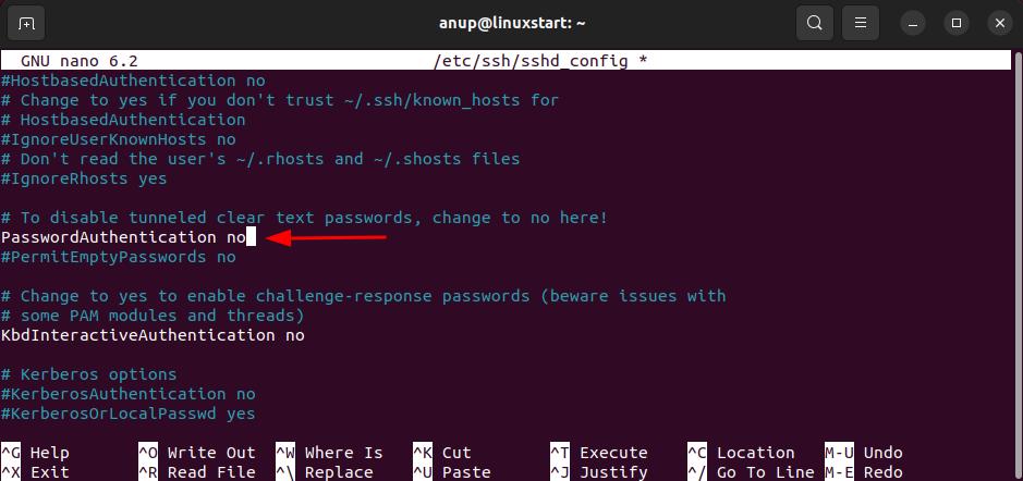 ssh password authentication directive