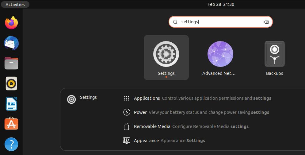ubuntu settings app