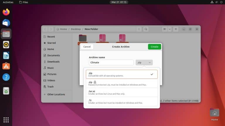 ubuntu zip folder