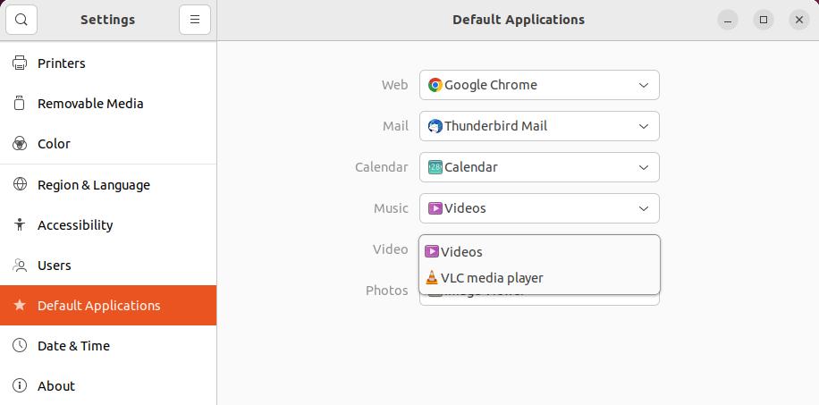vlc default media player ubuntu