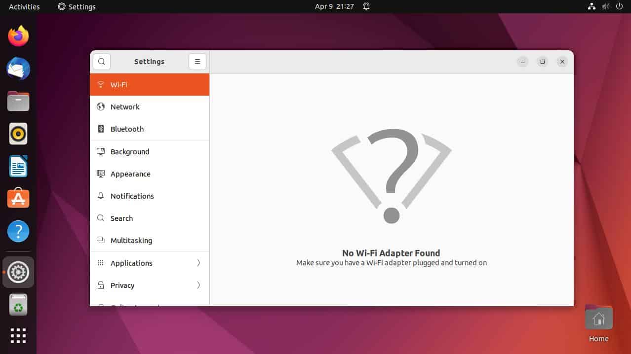 How to fix no wifi adapter found on ubuntu linux start