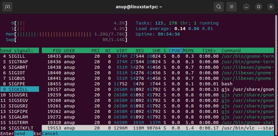 htop send kill signal