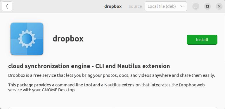 local install dropbox deb