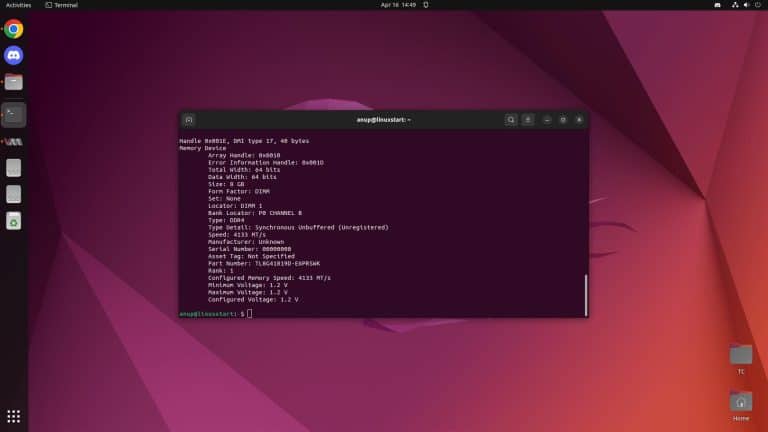 ubuntu check ram