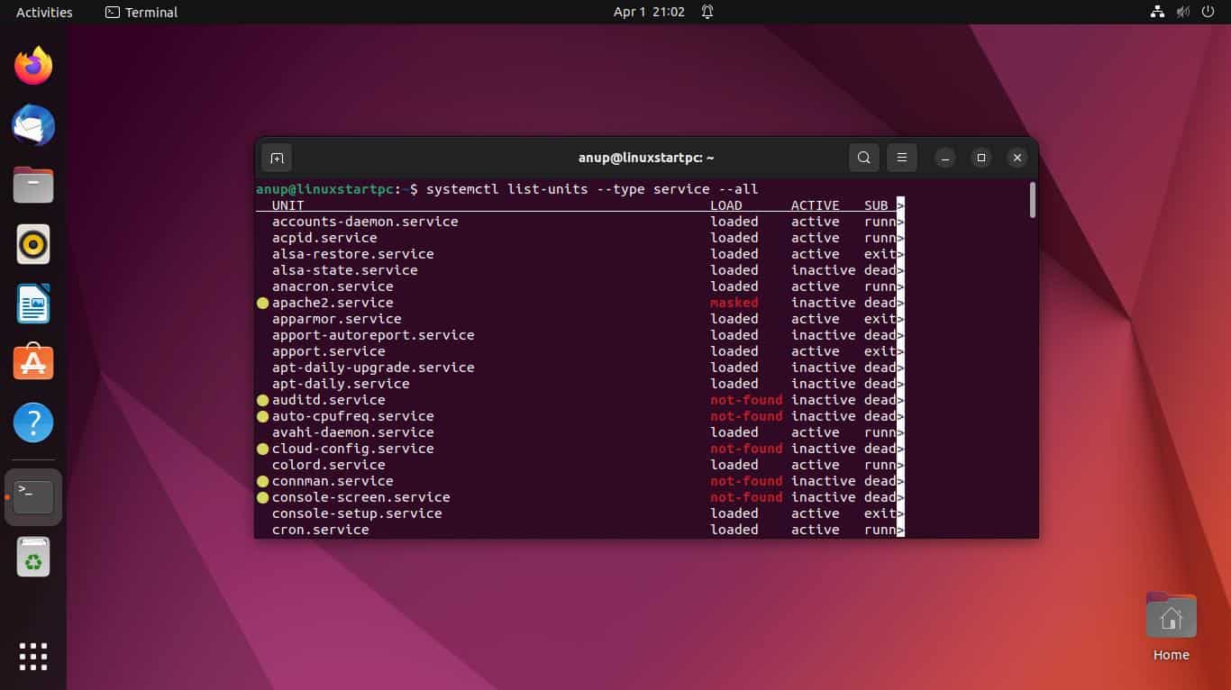 ubuntu list processe