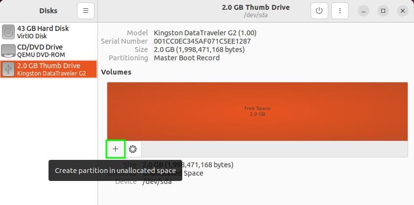 create partition in unallocated space