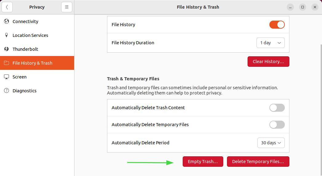 file history and trash