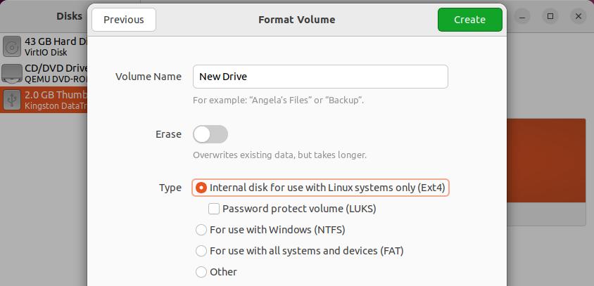 format volume gnome disks