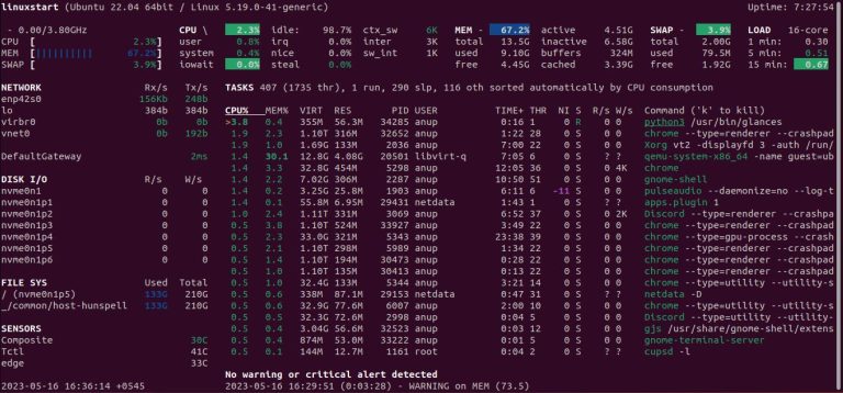 monitor cpu ubuntu