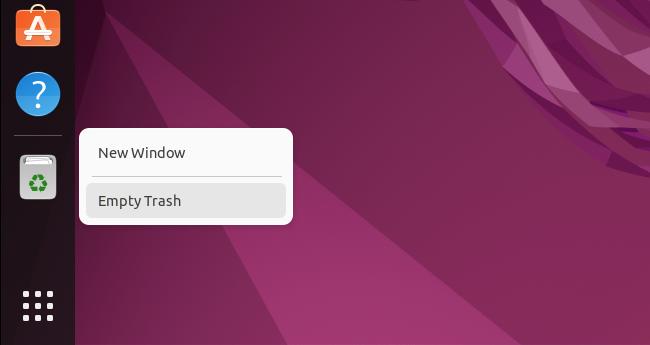 ubuntu dock empty trash