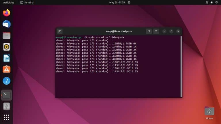 ubuntu wipe hard drive