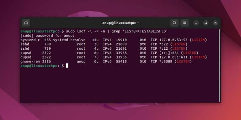 Find Open Ports Ubuntu