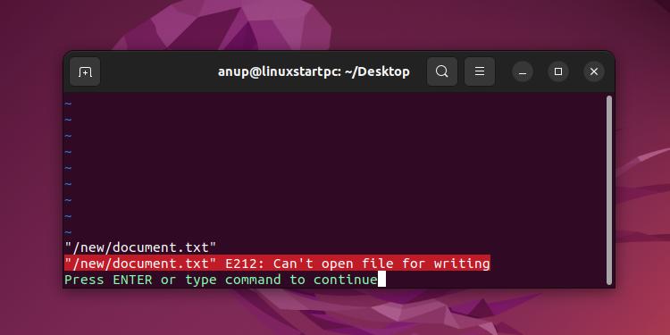vim can't open file for writing