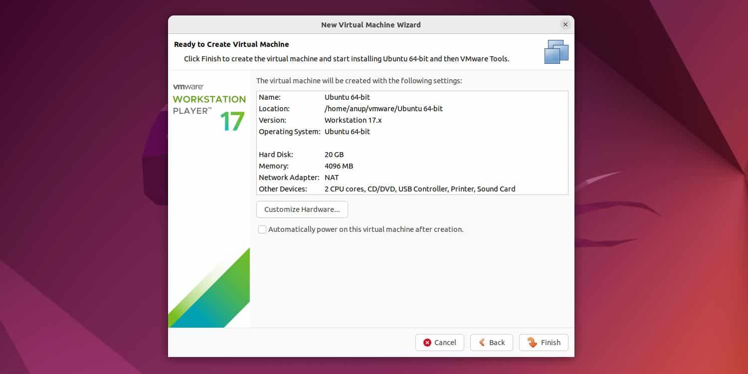 customize hardware vmware