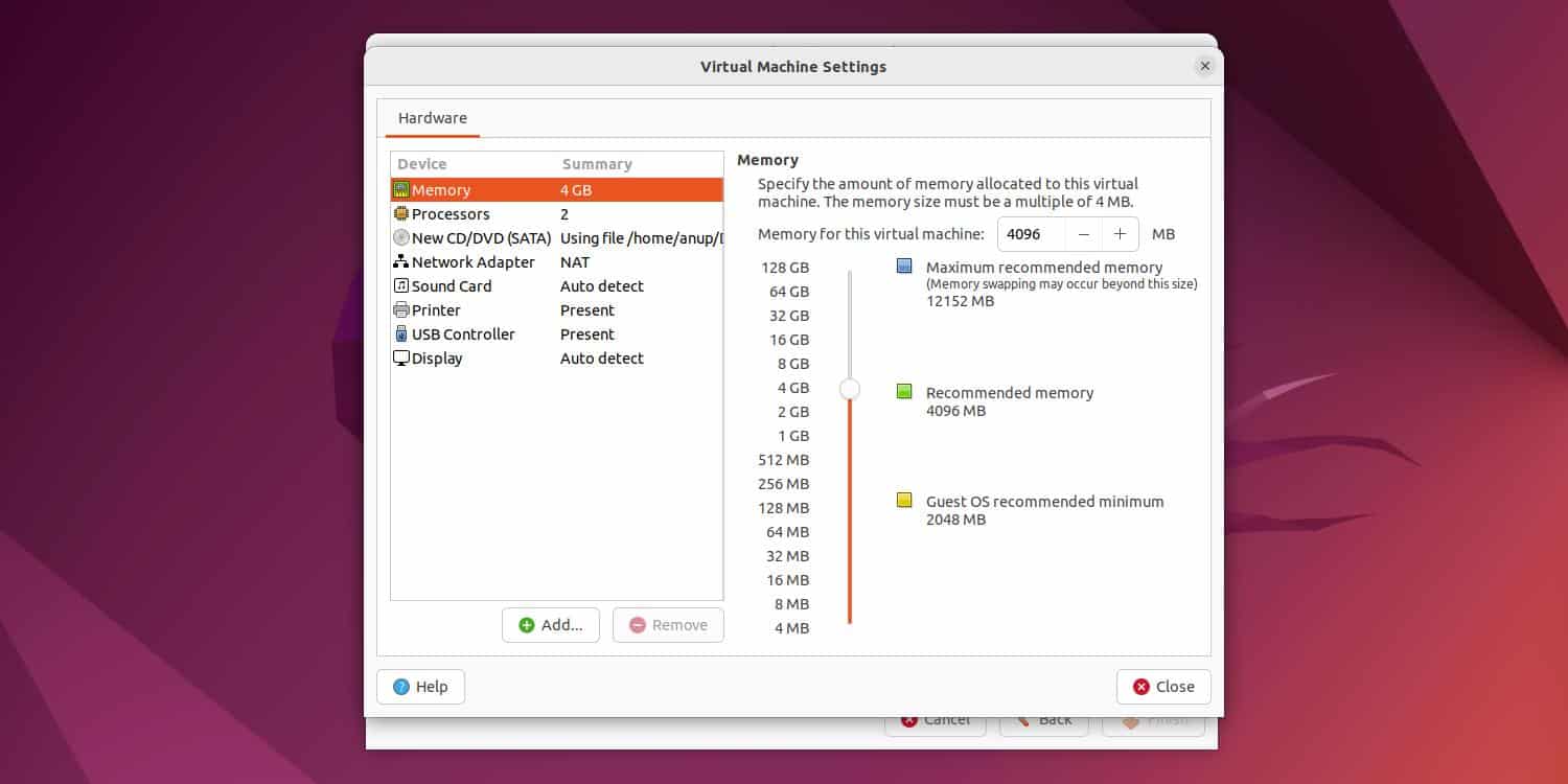 vm hardware settings vmware